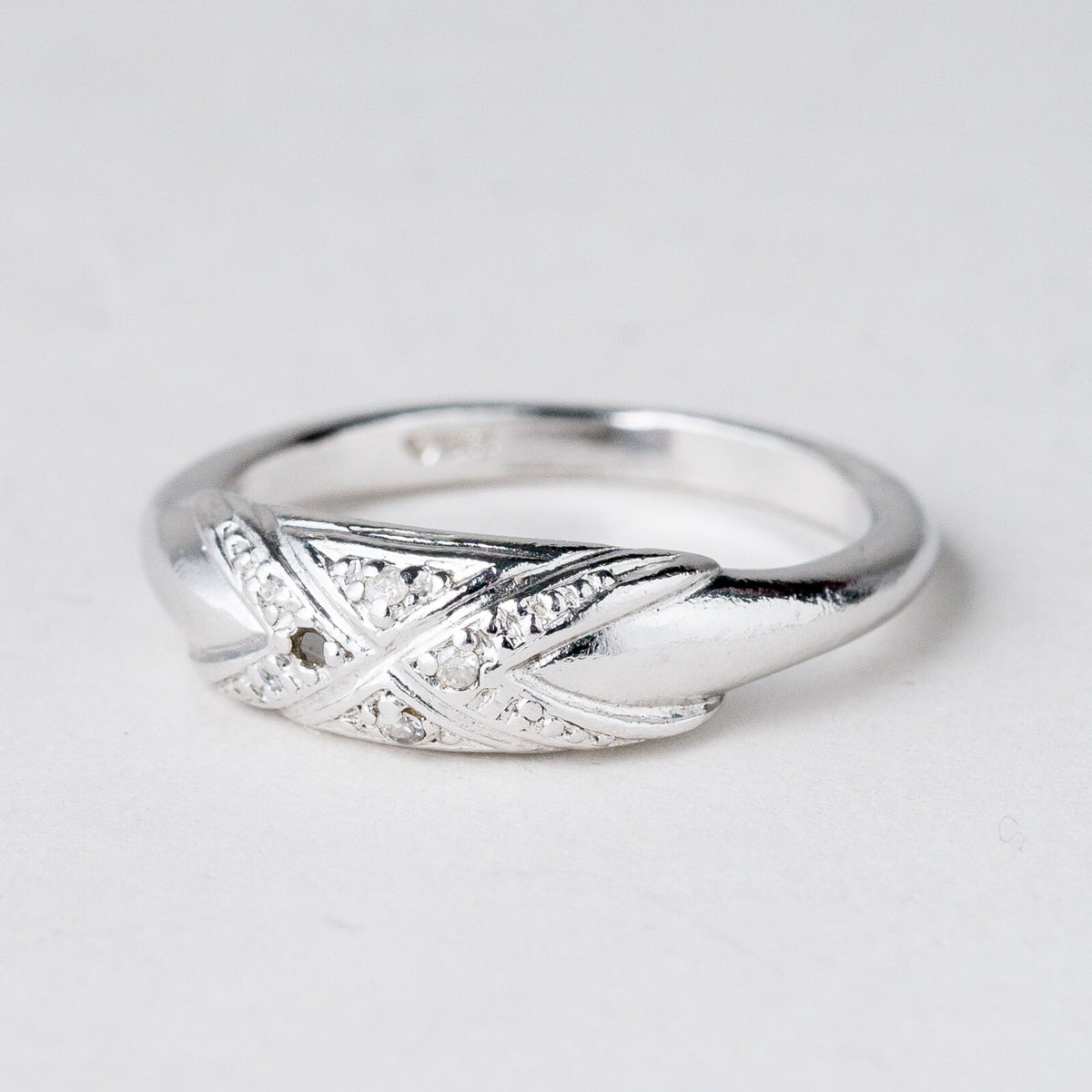 Silber Ring 925 Weiße Steine Größe 54 (17,2 mm Ø) 2,88 g0
