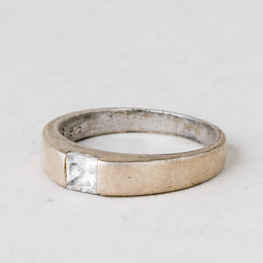 Ring Weißer Stein 925er Silber 3,3 g Größe 52 (16,5 mm Ø)0