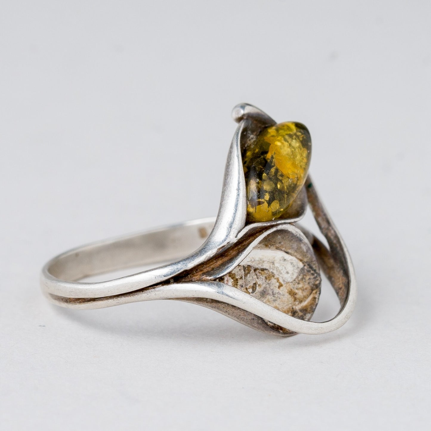 Silber Ring 925 Bernstein Größe 55 (17,5 mm Ø) 2,99 g1