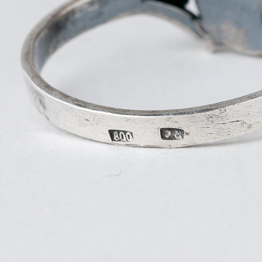 Silber Ring 800 Bernstein Größe 62 (19,7 mm Ø) 2,03 g5