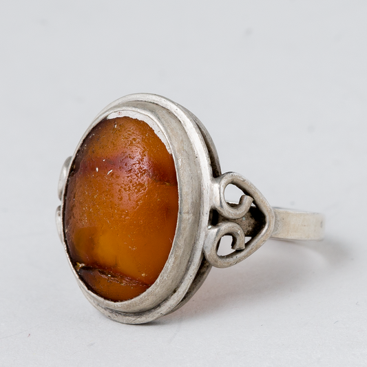 Ring Oranger Stein 3,95 g 835er Silber Größe 57 (18,1 mm Ø)0