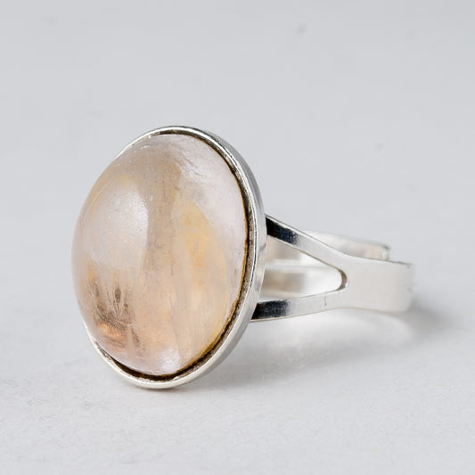 Silber Ring 835 Weißer Stein Größe flexibel ca. 57 4,16 g0