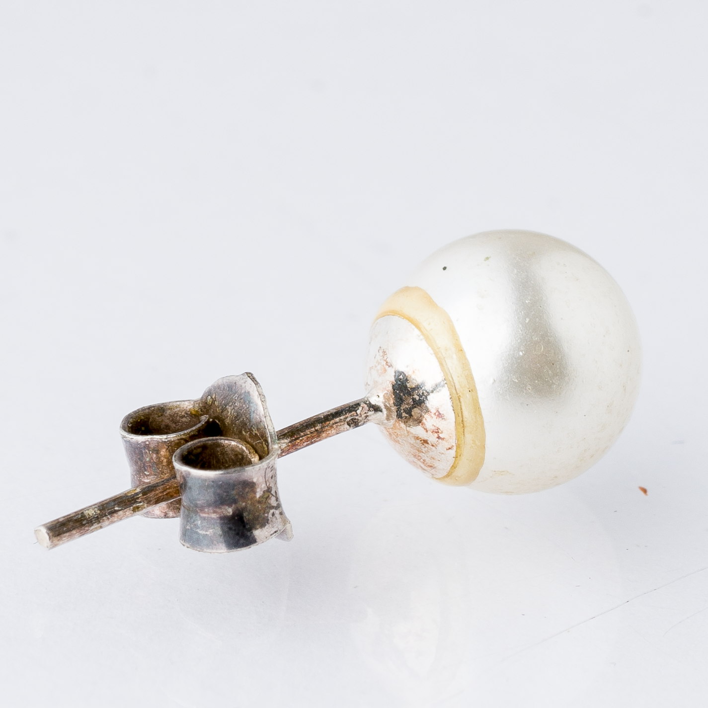 Einzelner Ohrring Ohrstecker Perle Silber 0,55 g1