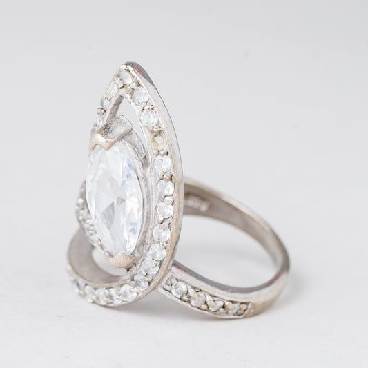 Ring Weiße Steine 5 g 925er Silber Größe 52 (16,5 mm Ø)0