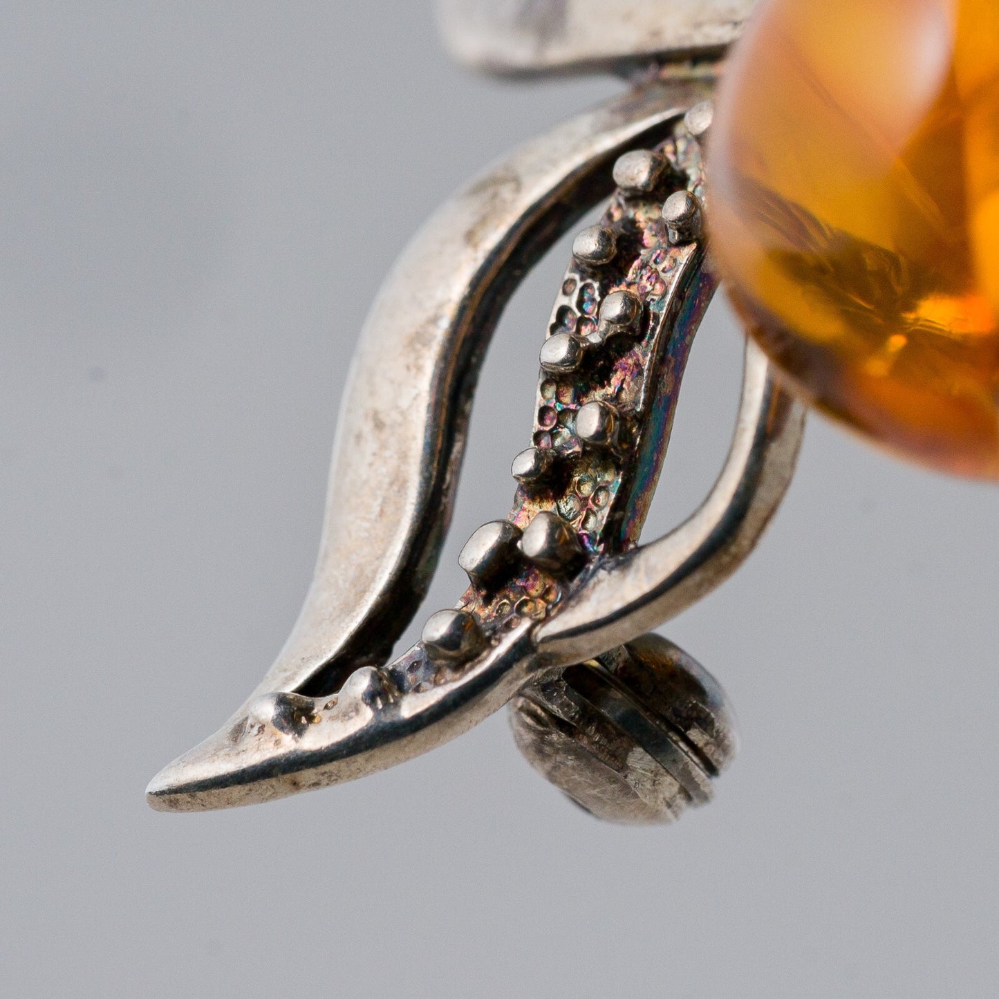 Silber Brosche Spange 925 Bernstein 6,35 g6