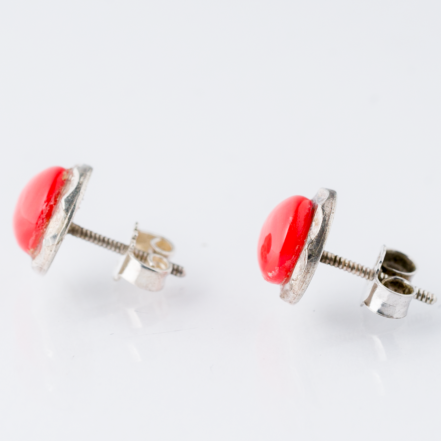 Ohrringe Ohrstecker Rote Steine Silber 2,46 g1