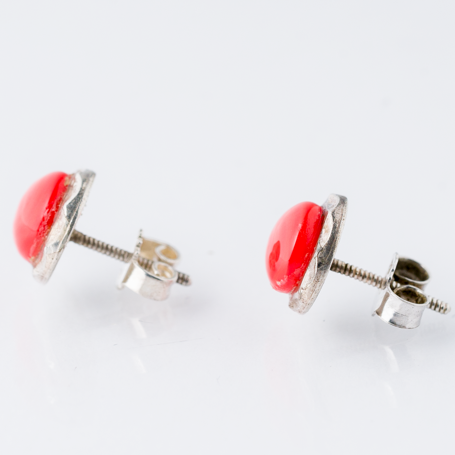Ohrringe Ohrstecker Rote Steine Silber 2,46 g1
