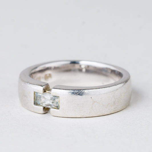 Ring Weißer Stein 6,7 g Silber Größe 57 (18,1 mm Ø)0