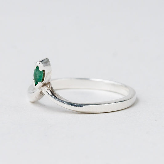Ring Silber 925 Grüner Stein Größe 49 (15,6 mm Ø) 1,45 g0