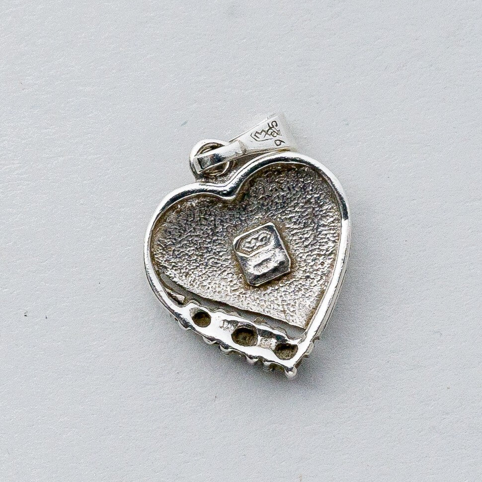 Silber Anhänger Kettenanhänger 925 Herz Weiße Steine 1,03 g3