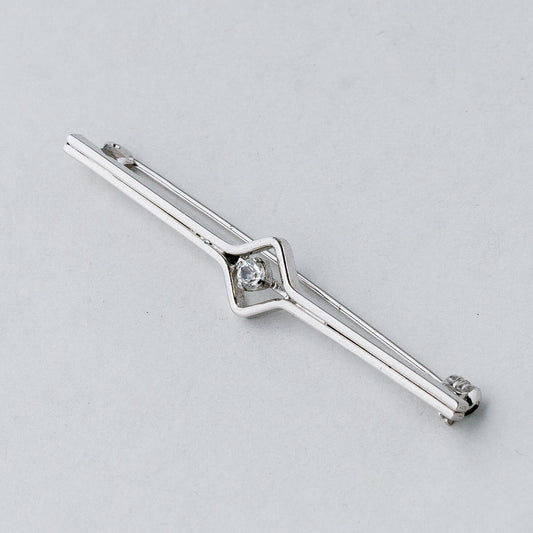 Silber Brosche Spange 835 Weißer Stein 5,21 g0