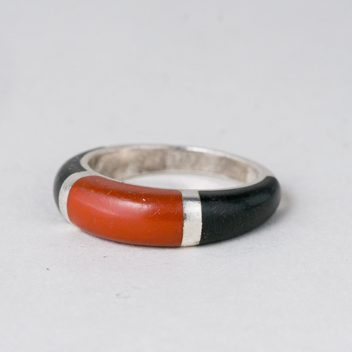 Silber Ring 925 Rot, Schwarz Größe 50 (15,9 mm Ø) 2,87 g0