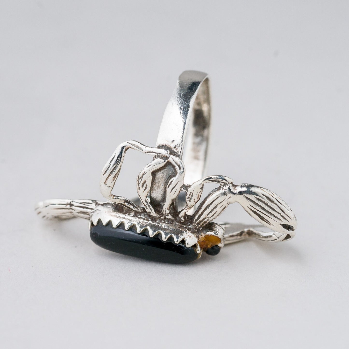 Ring Silber Skorpion Schwarze Steine Größe 58 (18,4 mm Ø) 6,48 g6