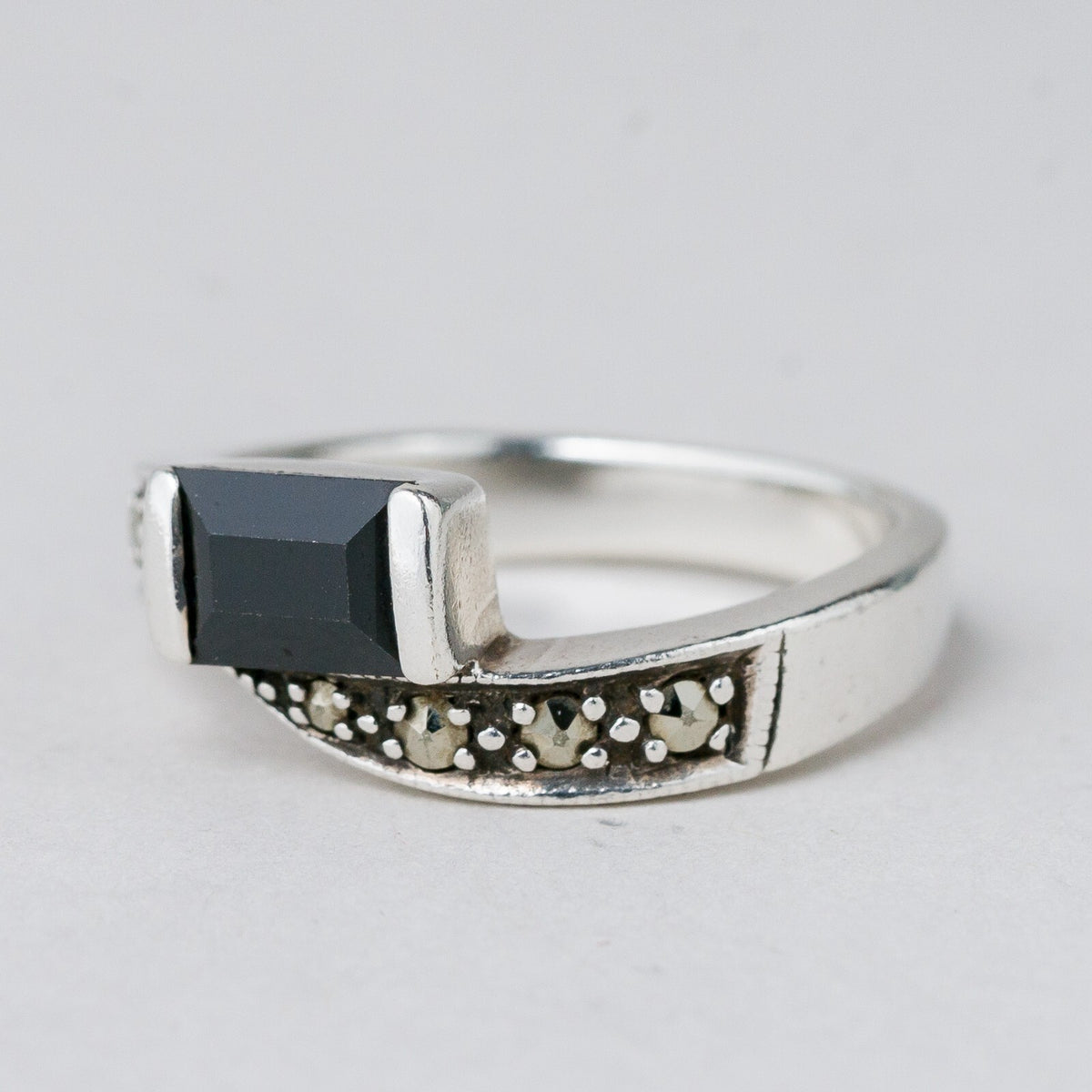 Silber Ring 925 Schwarzer Stein Größe 54 (17,2 mm Ø) 4,82 g0