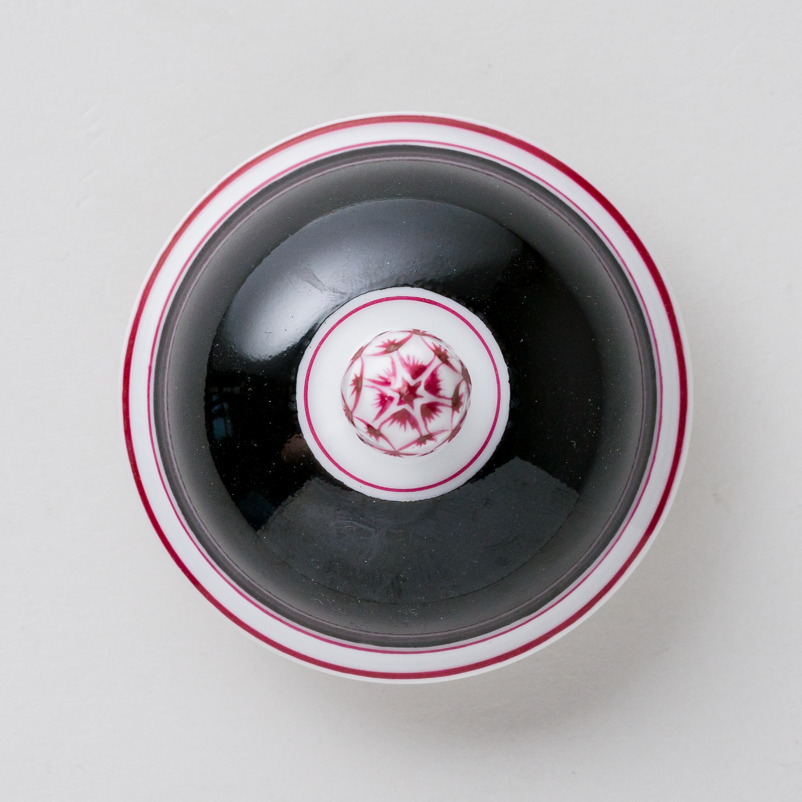 1 x Porzellan Deckel Schwarz Purpur 6 cm5