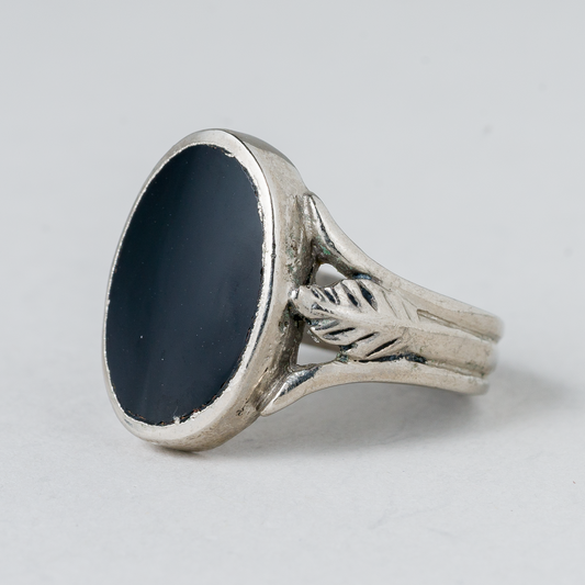 Ring Schwarzer Stein Silber 5,14 g Größe 56 (17,8 mm Ø)0