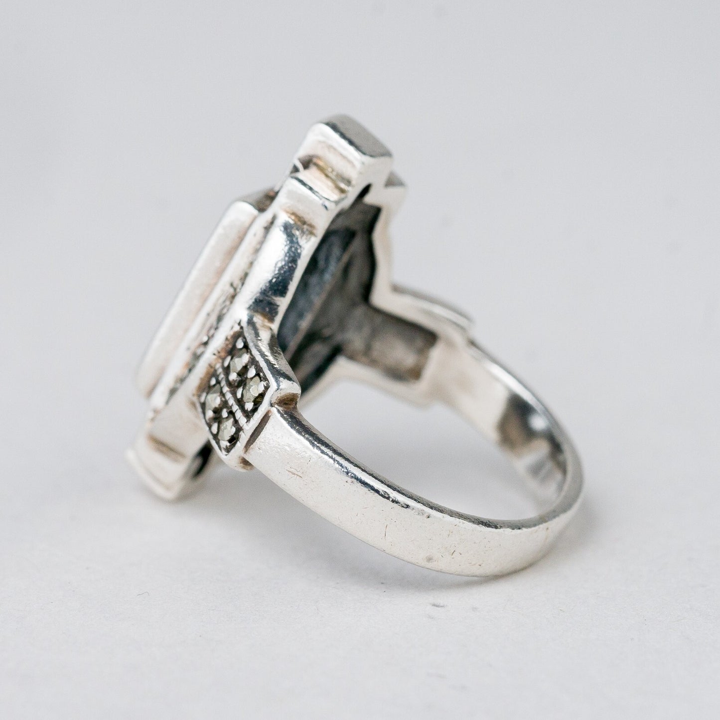 Silber Ring 925 Blauer Stein Größe 49 (15,6 mm Ø) 5,77 g4