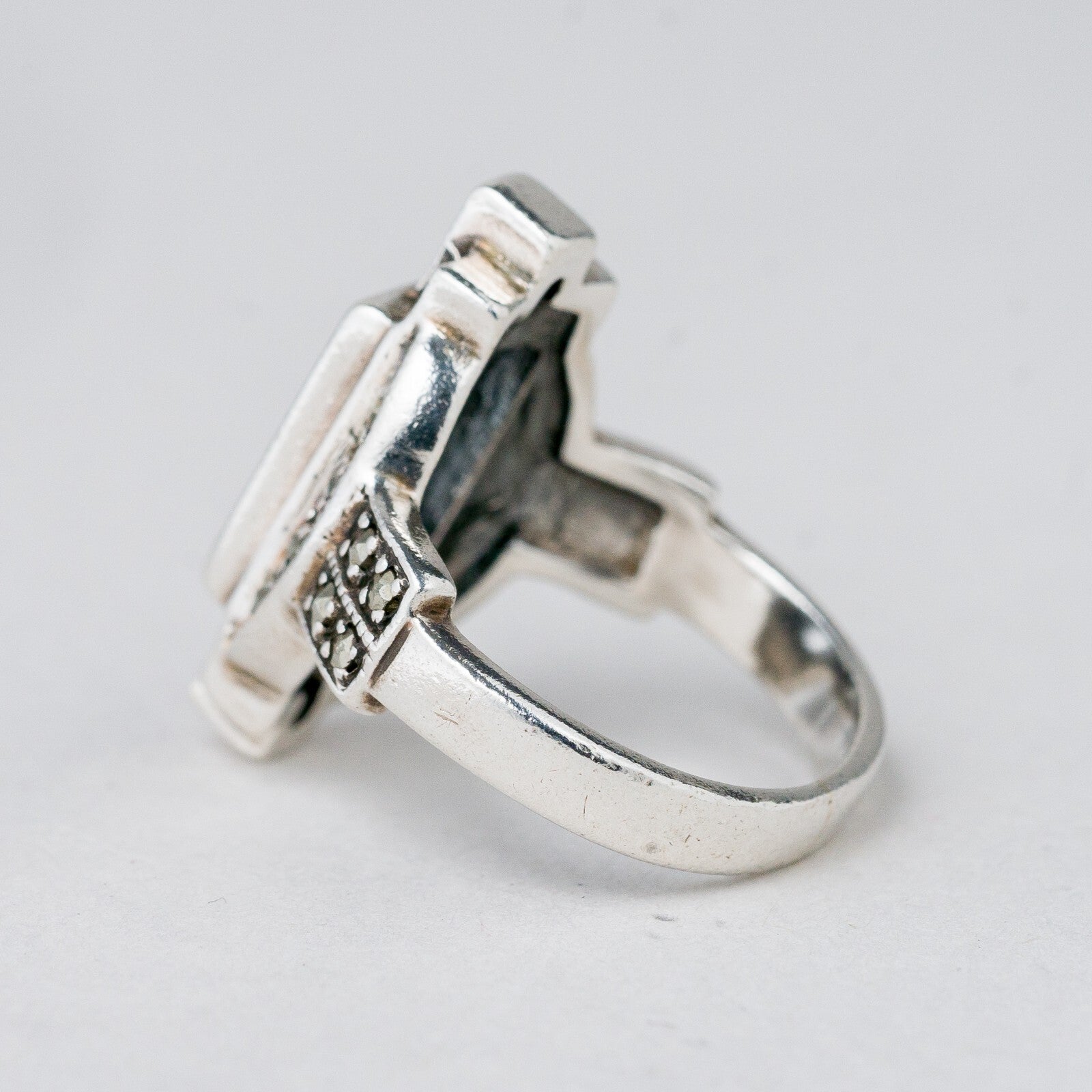 Silber Ring 925 Blauer Stein Größe 49 (15,6 mm Ø) 5,77 g4
