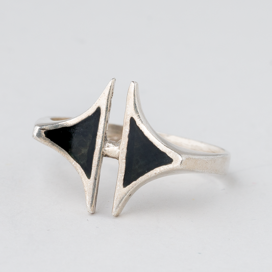 Ring mit schwarzen Steinen 2,69 g 925er Silber Größe 54 (17,2 mm Ø)0