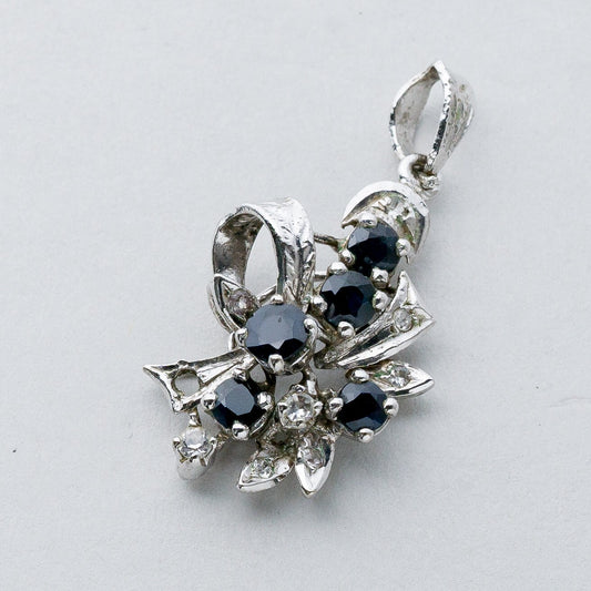 Silber Anhänger Kettenanhänger 925 Schwarze Steine 2,45 g0