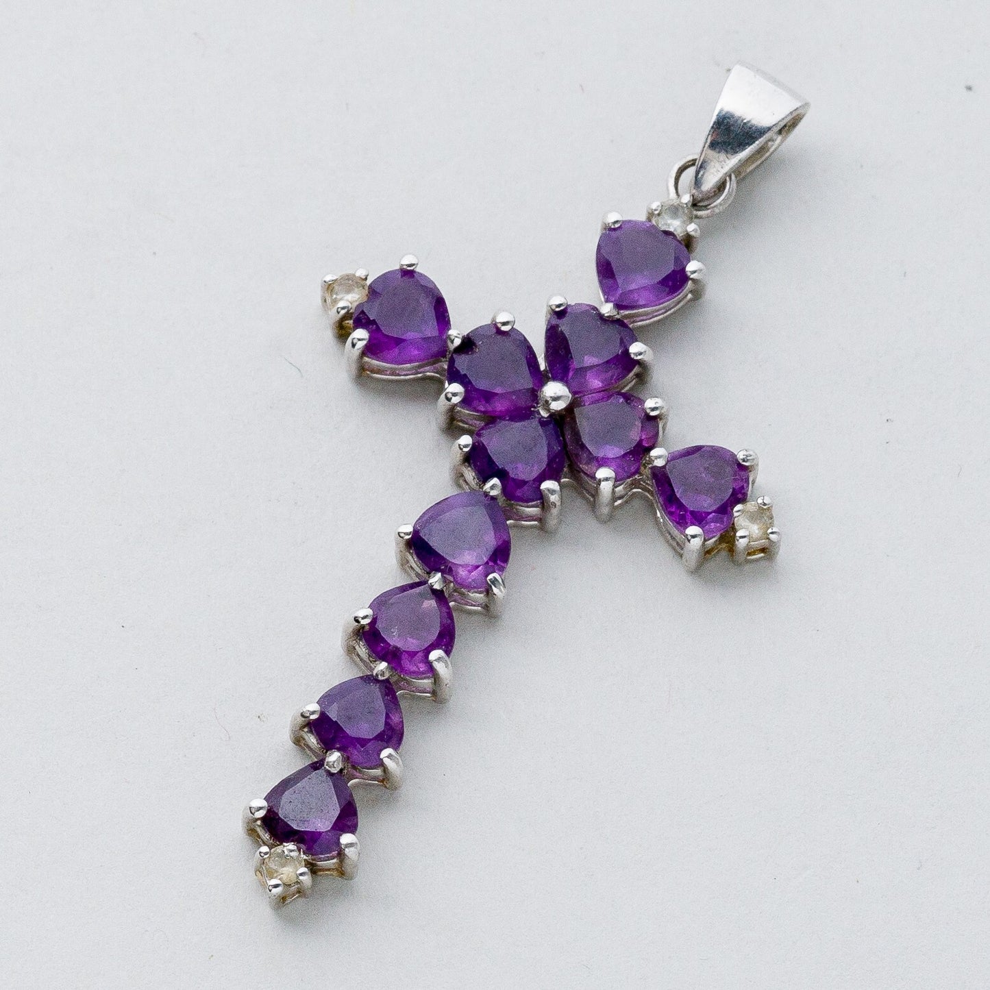 Silber Anhänger Kettenanhänger 925 Kreuz Lila Steine 4,53 g0