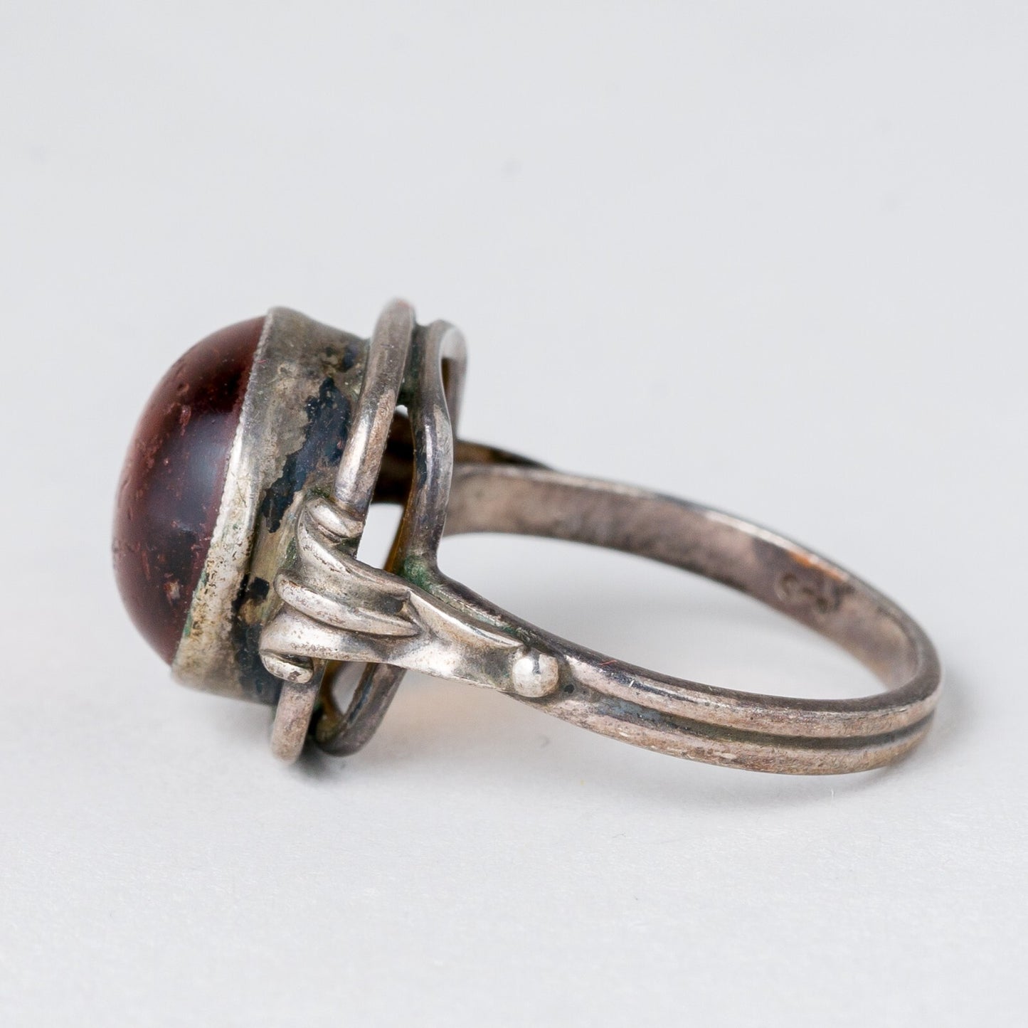 Silber Ring 835 Bernstein Größe 53 (16,8 mm Ø) 4,12 g4