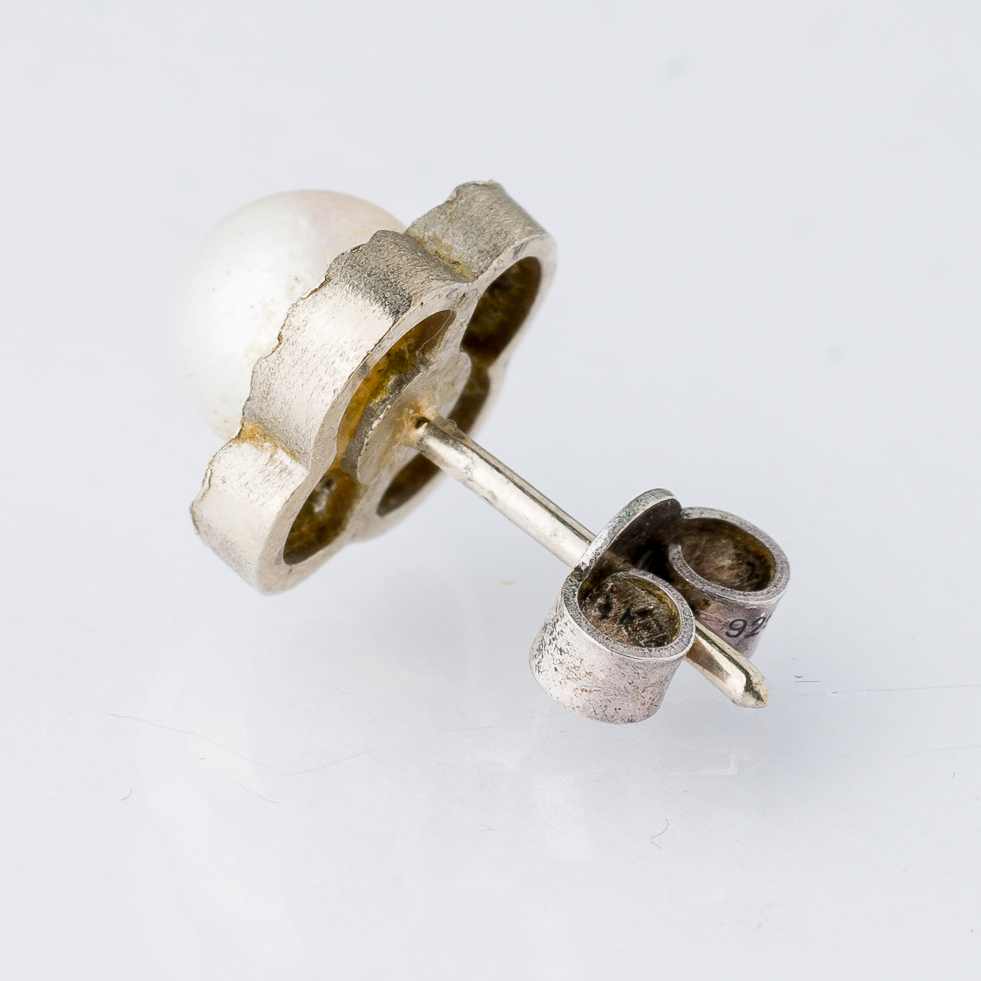 Einzelner Ohrring Ohrstecker Perle Silber 1,17 g4