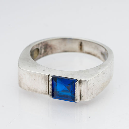 Silberring Blauer Stein 925er Silber 4,95 g Größe 56 (17,8 mm Ø)0