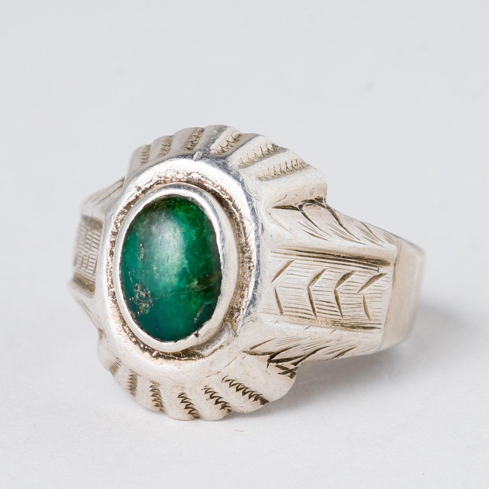 Silber Ring Grüner Stein Größe 56 (17,8 mm Ø) 5,22 g0