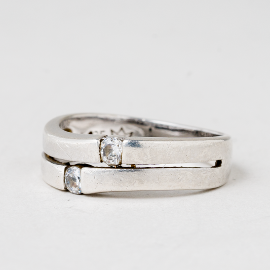 Ring Steinbesatz 925er Silber 4,35 g Größe 57 (18,1 mm Ø)0