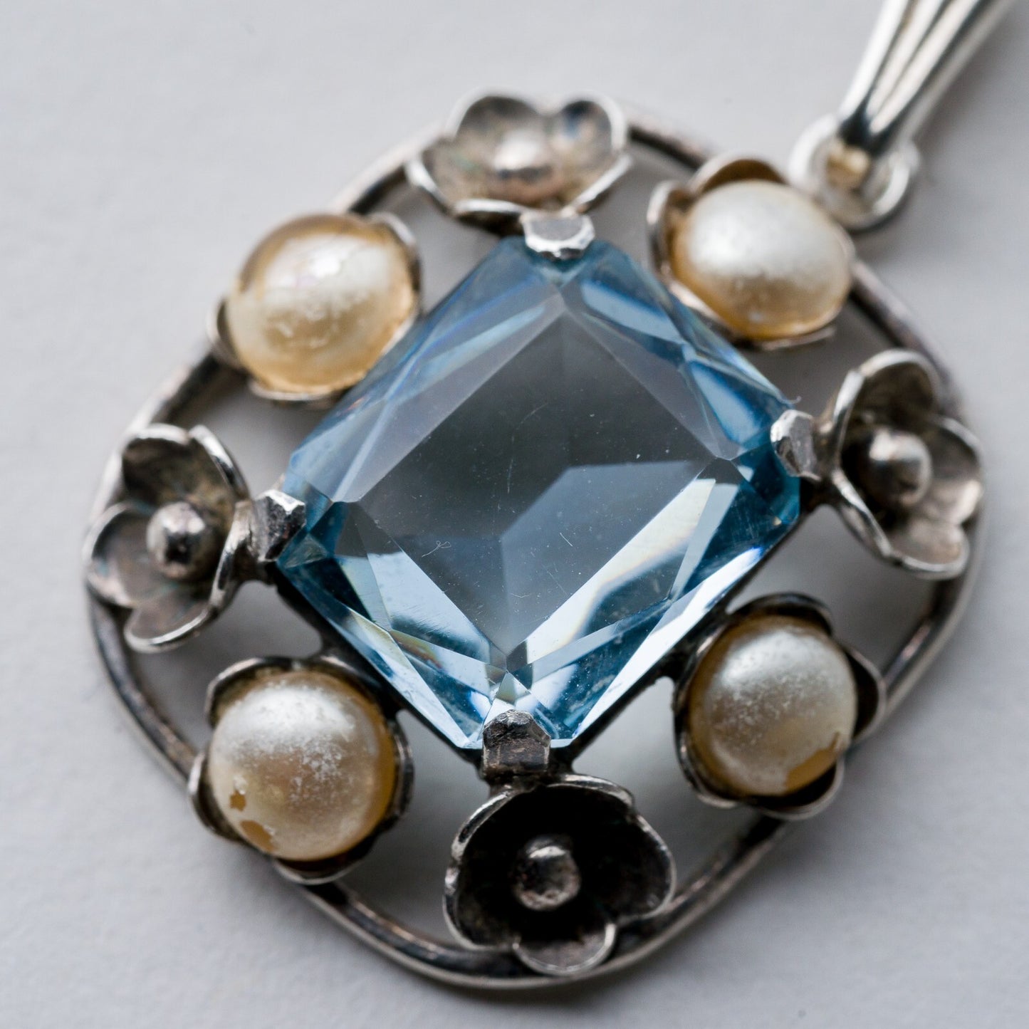 Anhänger Silber 835 Blauer Stein Perlen 3,5 cm 4,94 g2