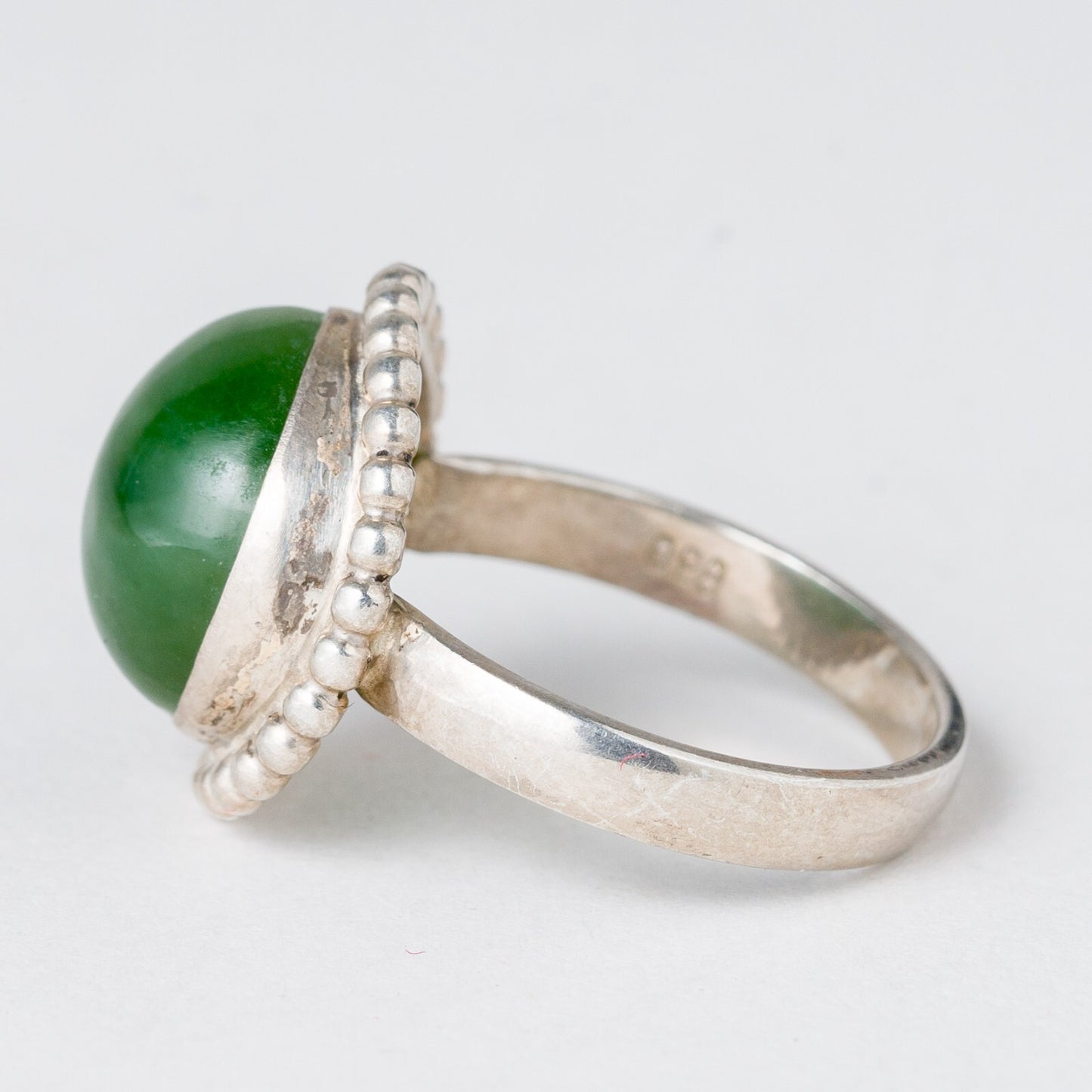 Silber Ring 830 Grüner Stein Größe 52 (16,5 mm Ø) 4,24 g4