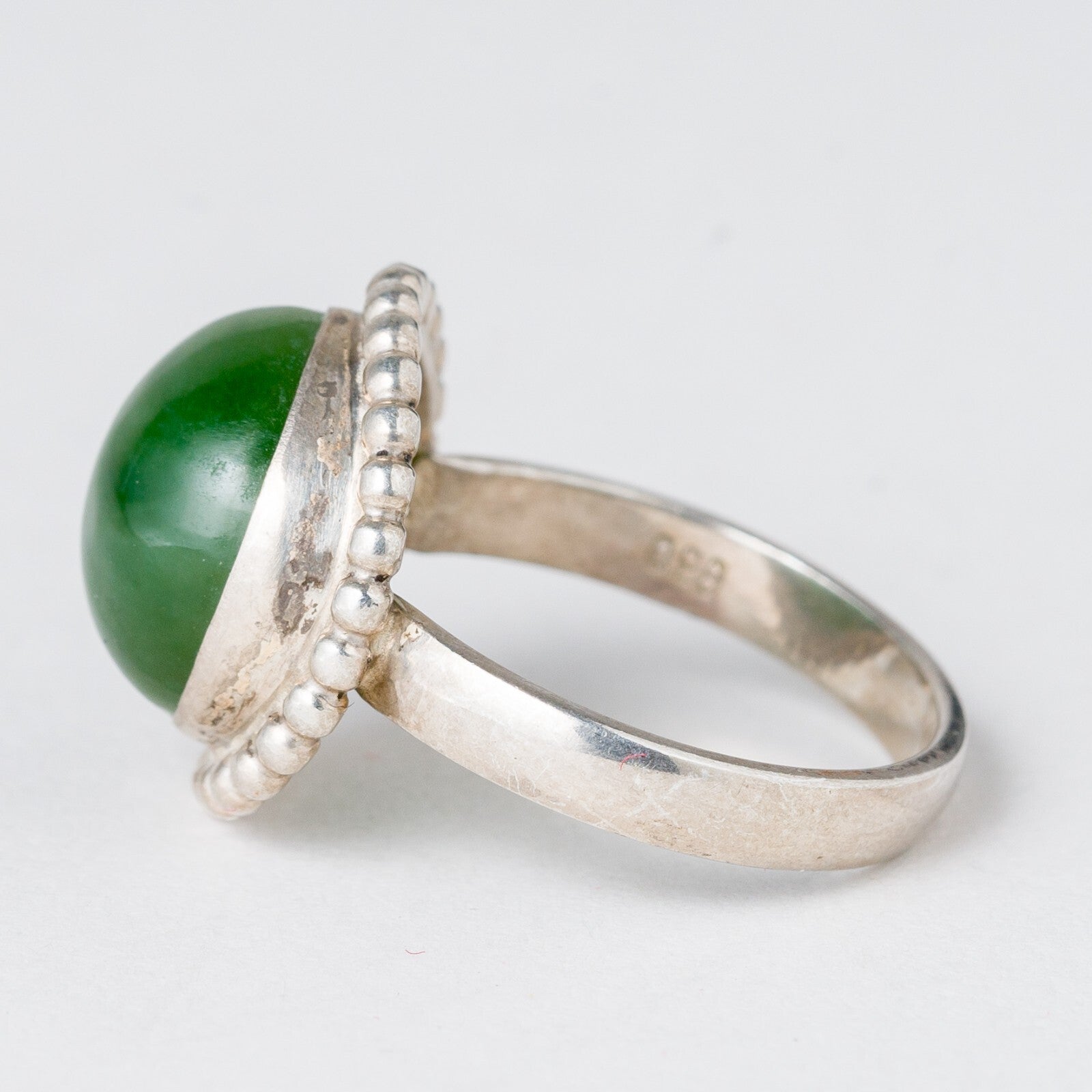 Silber Ring 830 Grüner Stein Größe 52 (16,5 mm Ø) 4,24 g4