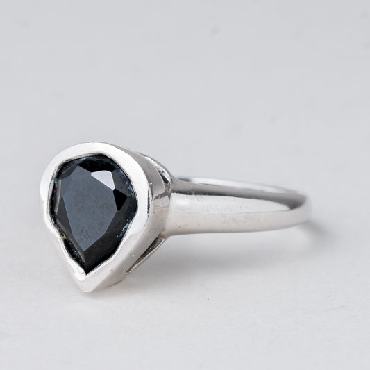 Ring Schwarzer Stein 3,92 g 925er Silber Größe 59 (18,8 mm Ø)0