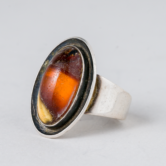 Ring Bernstein 925er Silber 4,98 g Größe 54 (17,2 mm Ø)0