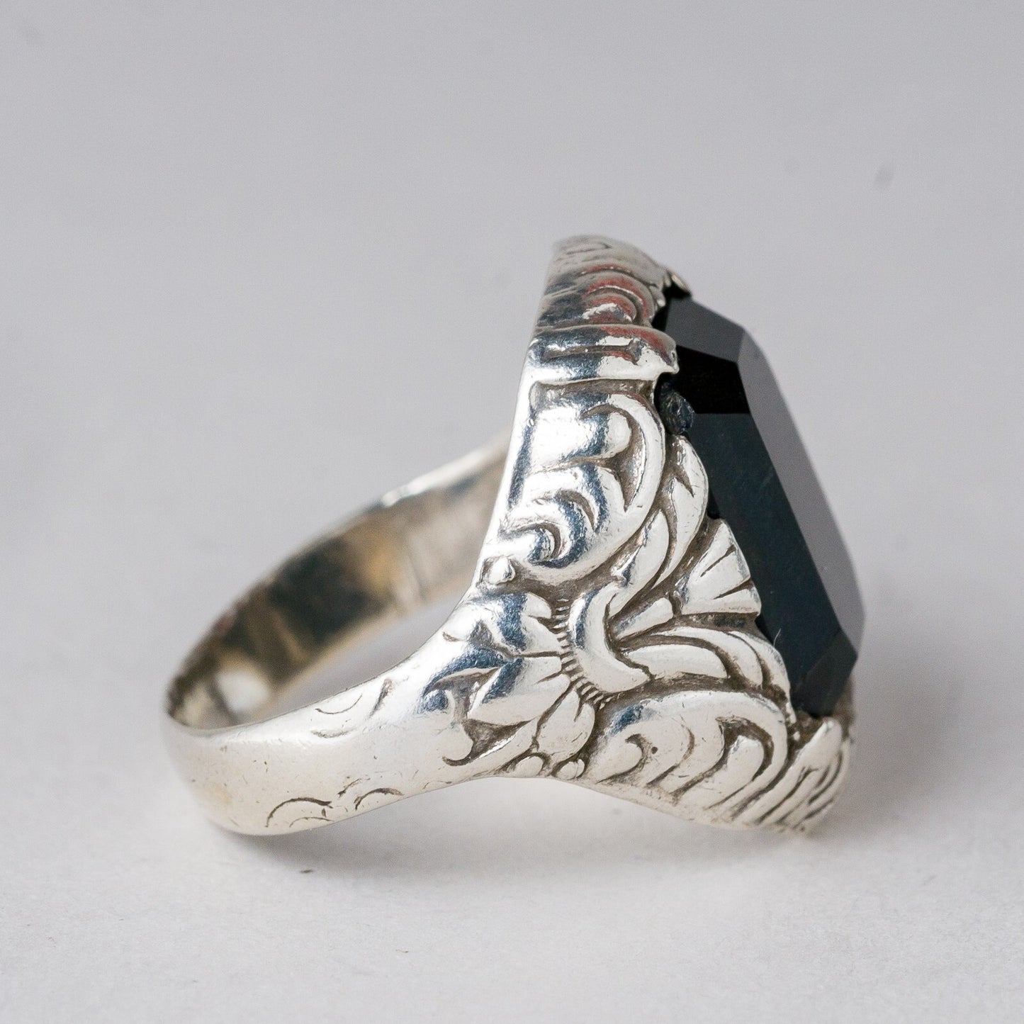 Silber Ring Schwarzer Stein Größe 63 (20,0 mm Ø) 7,2 g5