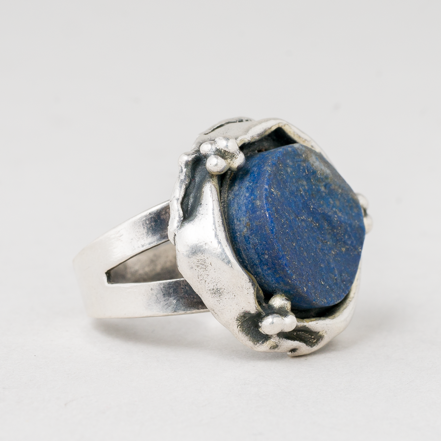 Ring Blauer Stein 835er Silber 11,91 g Größe flexibel1