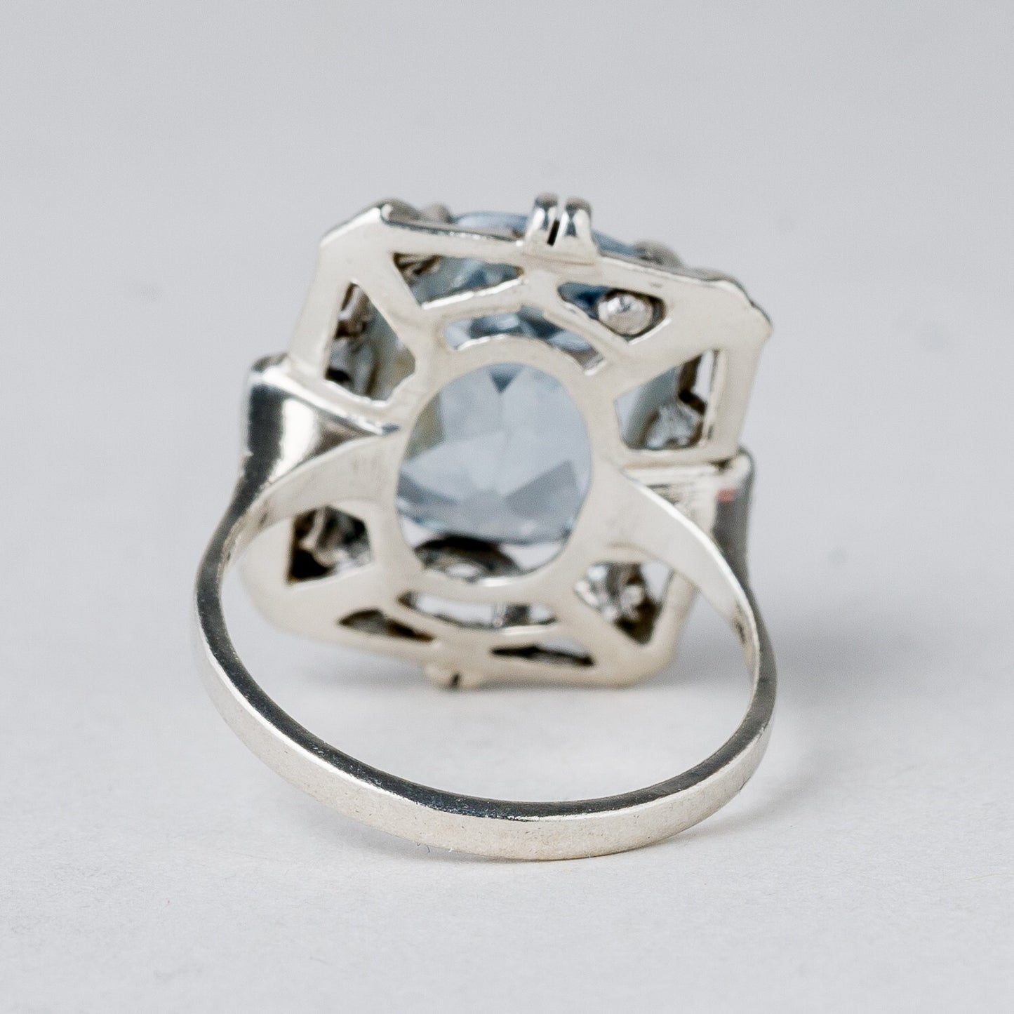 Silber Ring 800 Blauer Stein Größe 52 (16,5 mm Ø) 4,83 g3