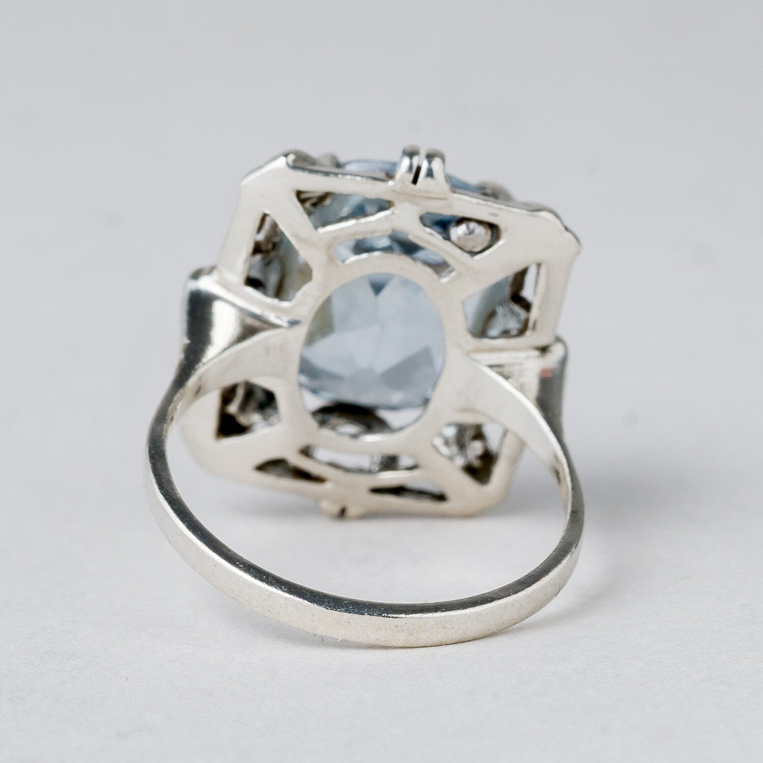 Silber Ring 800 Blauer Stein Größe 52 (16,5 mm Ø) 4,83 g3