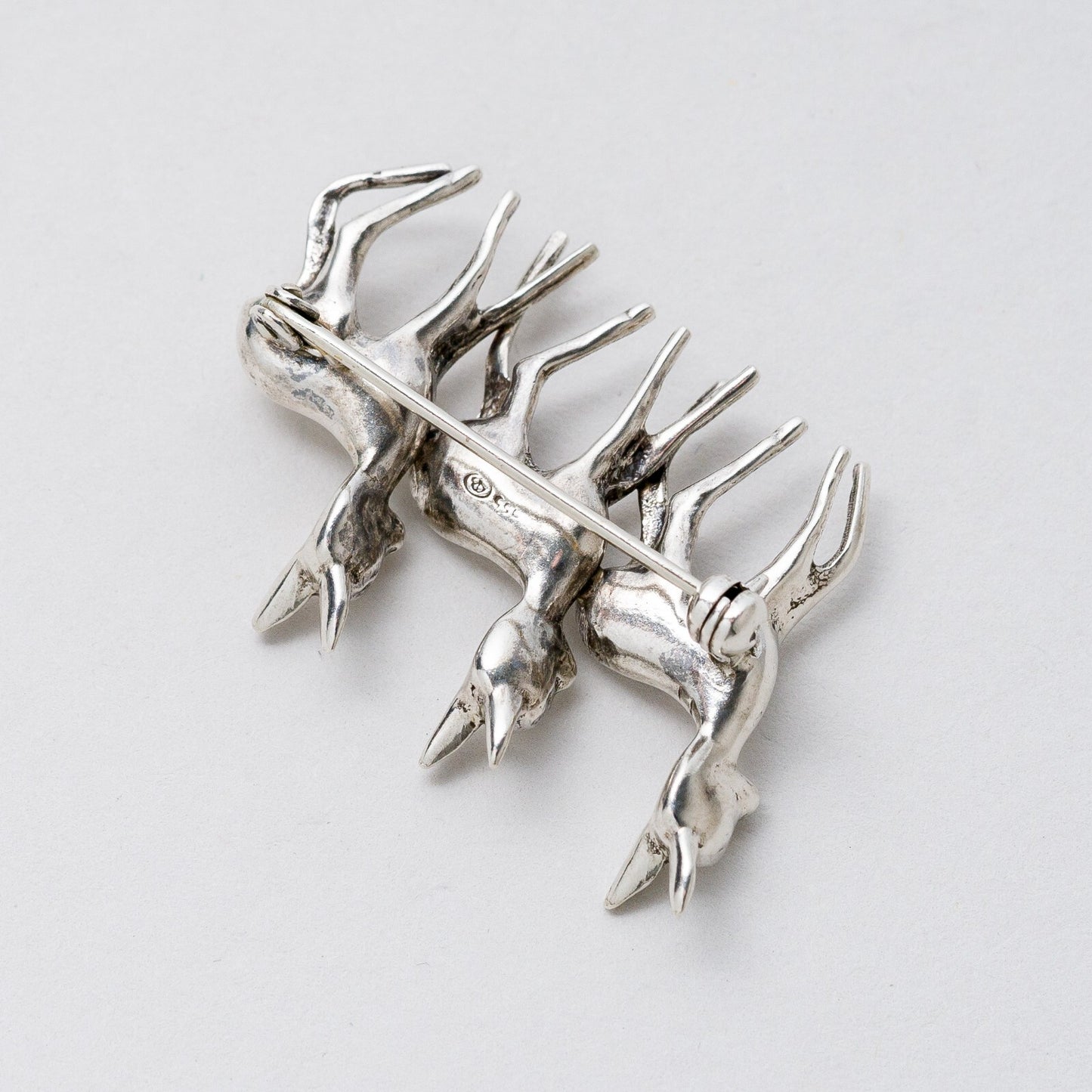 Brosche 835 Silber Rehe 11,94 g5