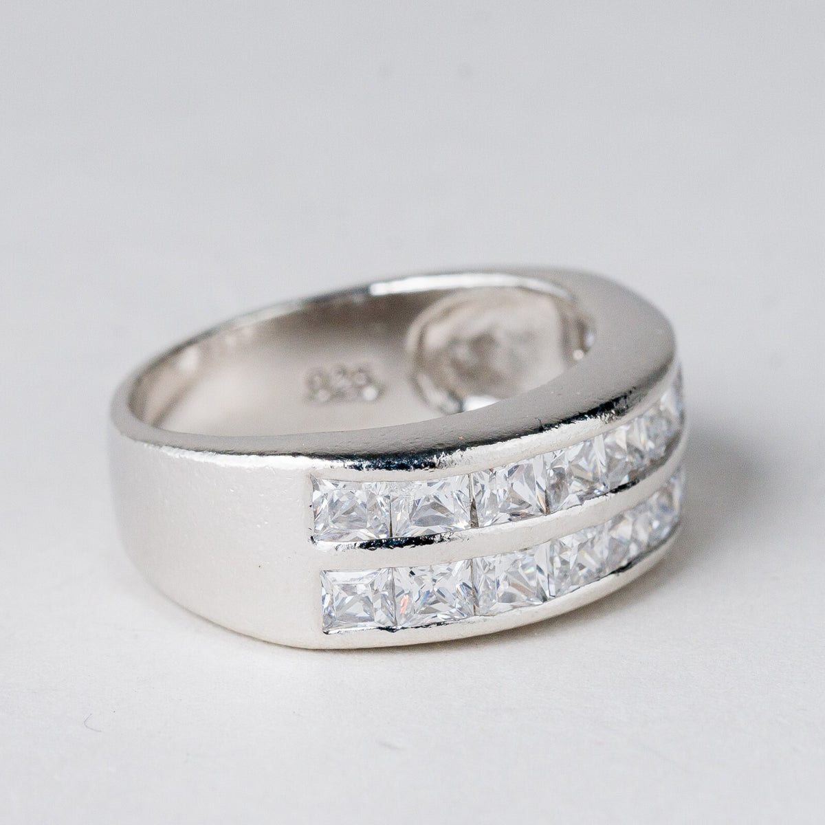 Silber Ring 925 Weiße Steine Größe 57 (18,1 mm Ø) 6,8 g2