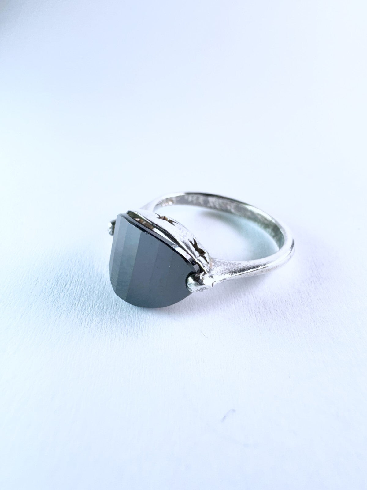 Ring 925er Silber Größe 57 facettierter schwarzer Stein 5,47g4