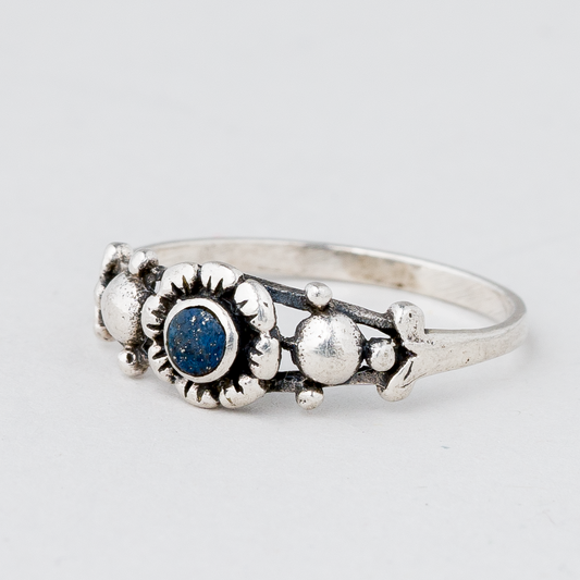 Ring mit blauem Stein 0,99 g 925er Silber Größe 49 (15,6 mm Ø)0