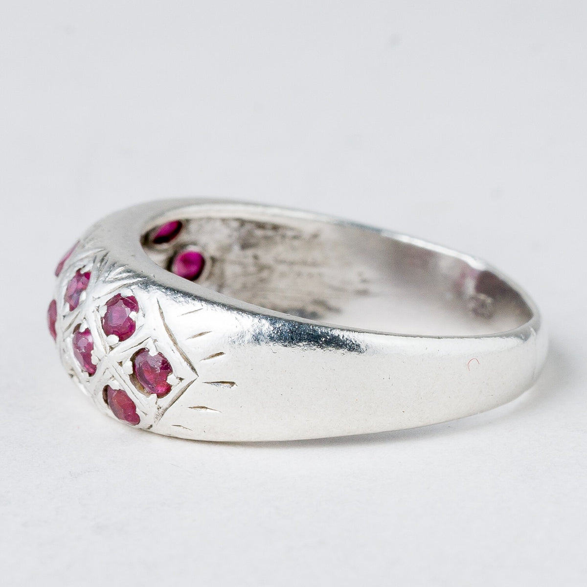 Silber Ring 925 Purpurne Steine Größe 60 (19,1 mm Ø) 4,04 g5