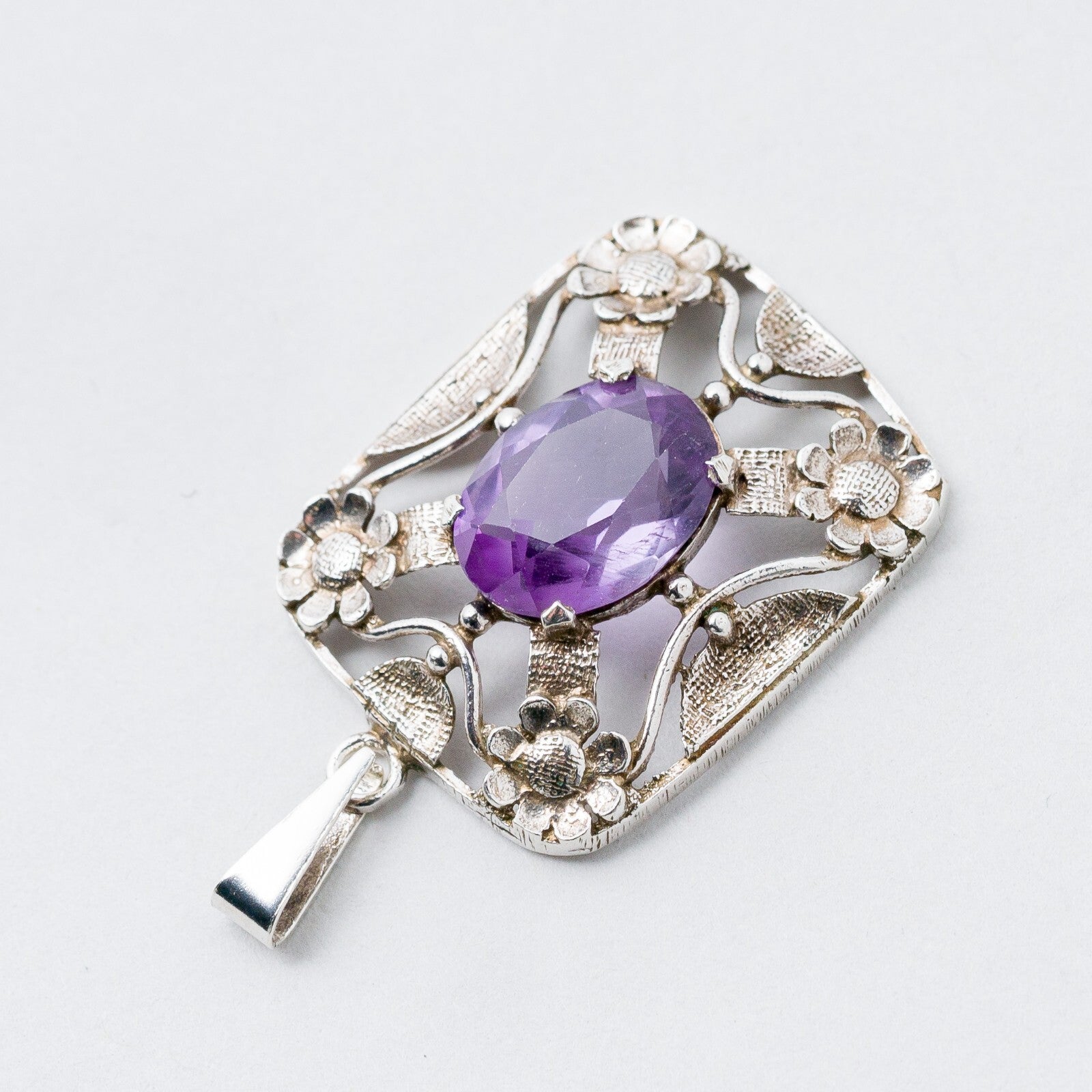 Anhänger 830 Silber Lila Stein 2,8 cm 2,95 g2