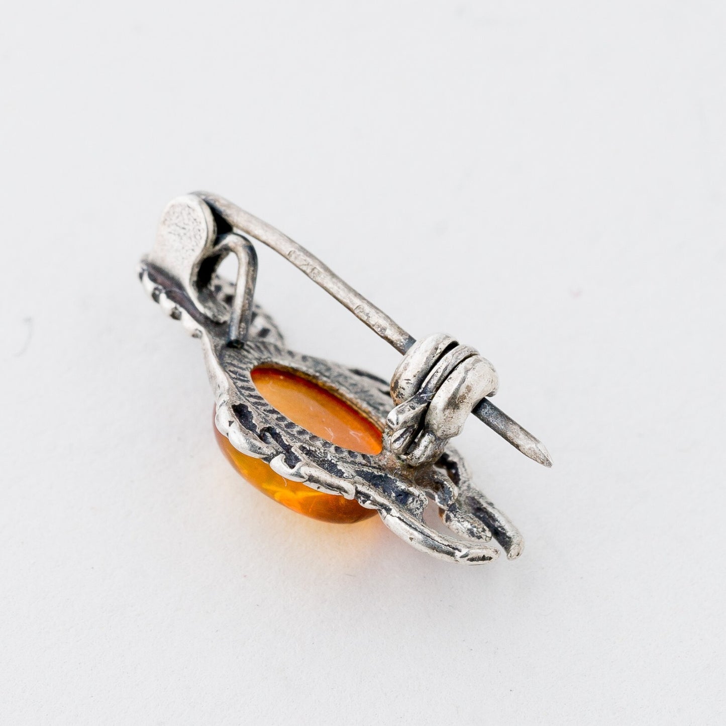 Silber Brosche 925 Skorpion Bernstein 1,84 g3