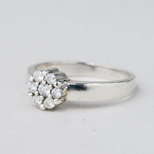 Silber Ring 925 Weißer Stein Größe 59 (18,8 mm Ø) 4,05 g0