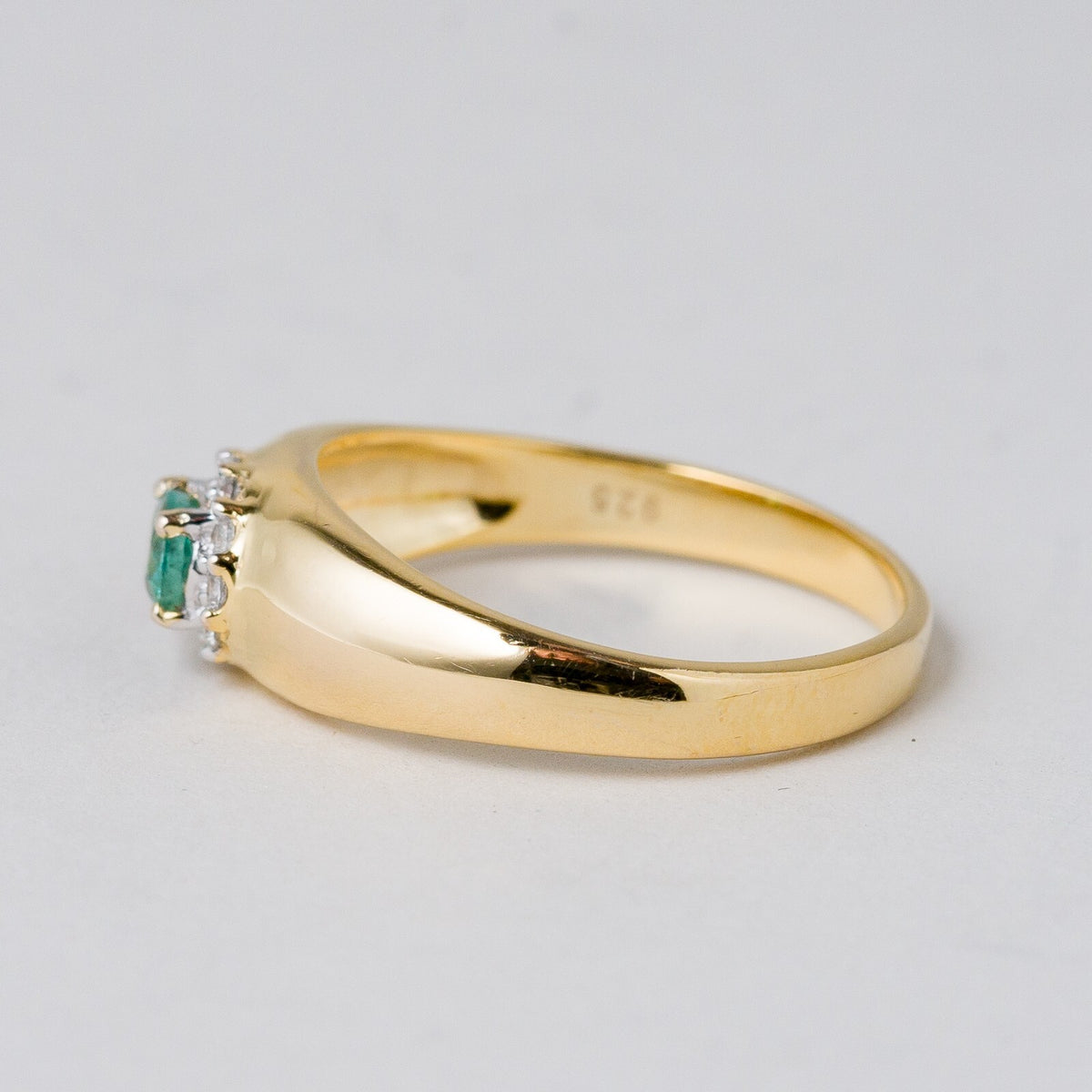 Silber Ring 925 Vergoldet Grüner Stein Größe 63 (20,0 mm Ø) 3,98 g1