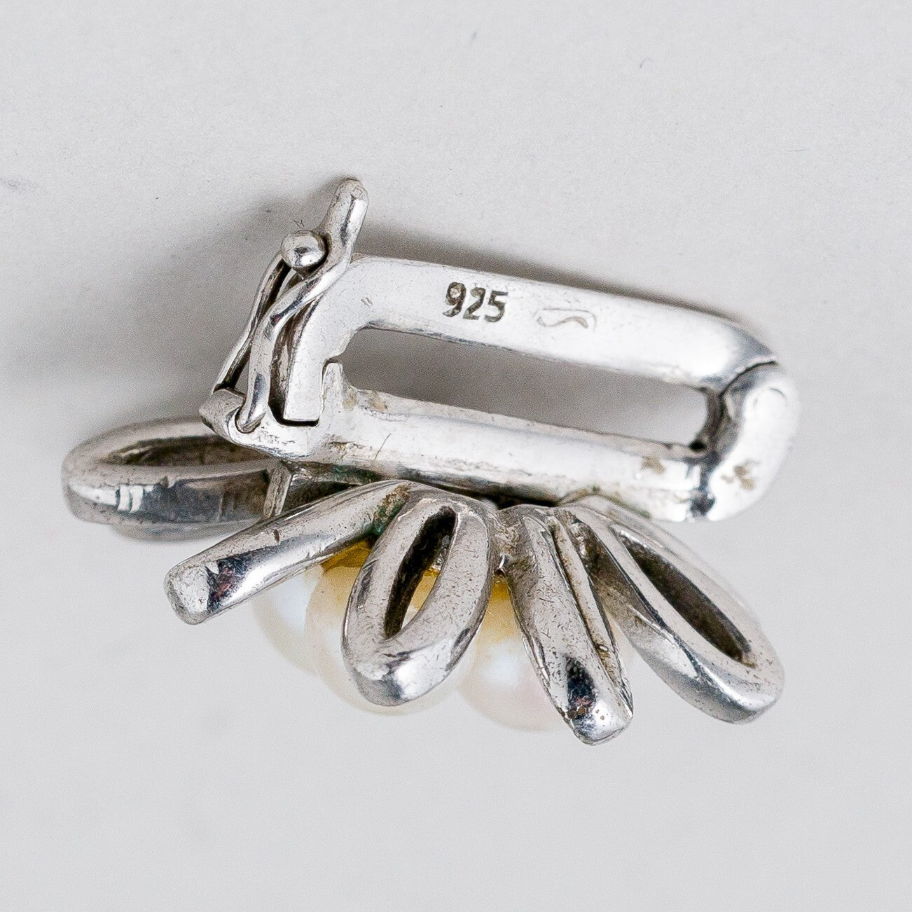 Silber 925 Schalspange Schalclip Perlen 3,8 g5