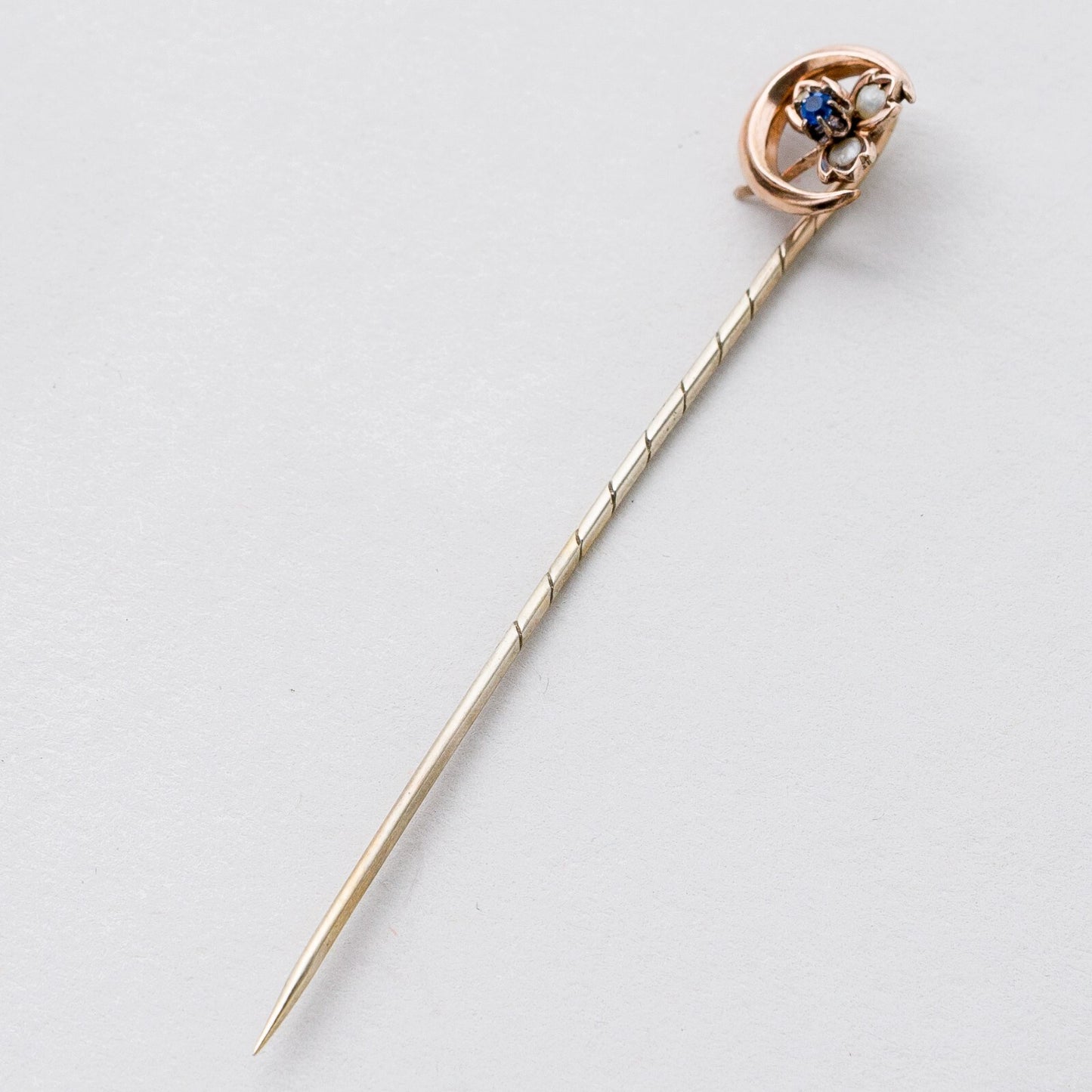 Anstecknadel Silber Blauer Stein 6,2 cm 1,19 g0